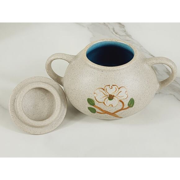 The Pigeon Forge Pottery Dogwood Floral Pitcher Jug Creamer Sugar Bowl x3 Vtg - Picture 6 of 16